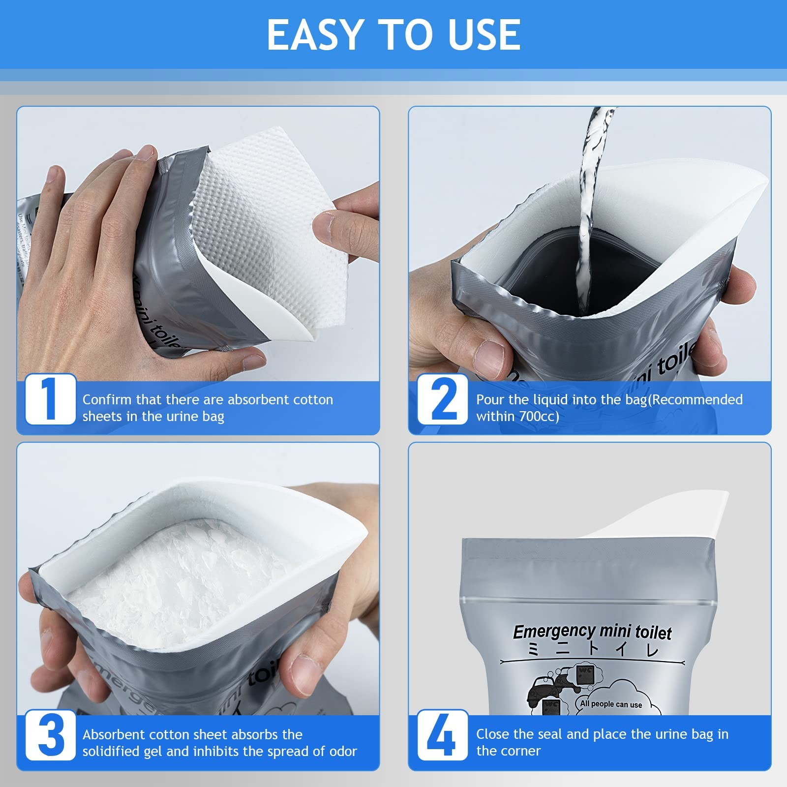 Asiuriys 21 PCS 700 ML Disposable Urinal Bag, Portable Camping Pee Bags, Trav…