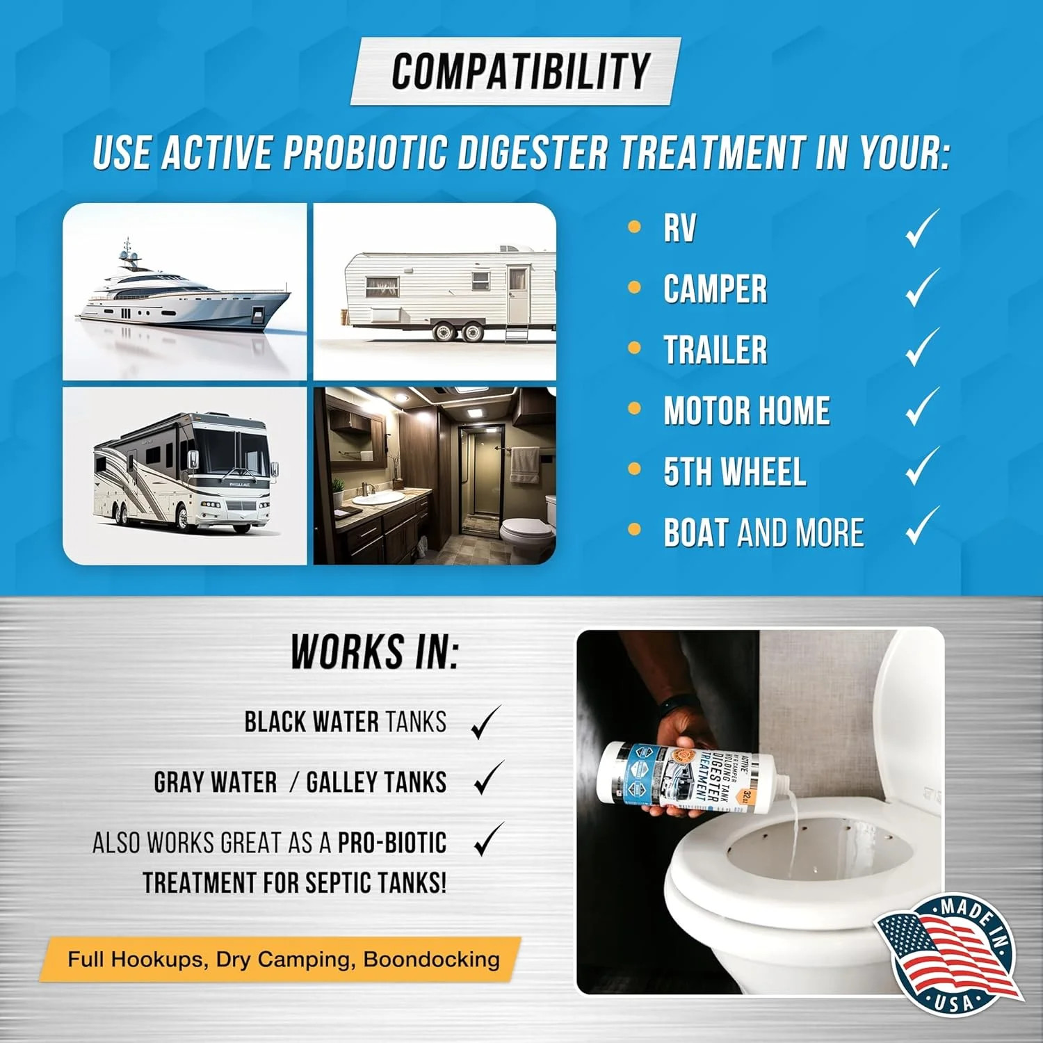RV Black Tank Treatment Toilet Chemicals – 16 Treatments Waste Digester for Hold