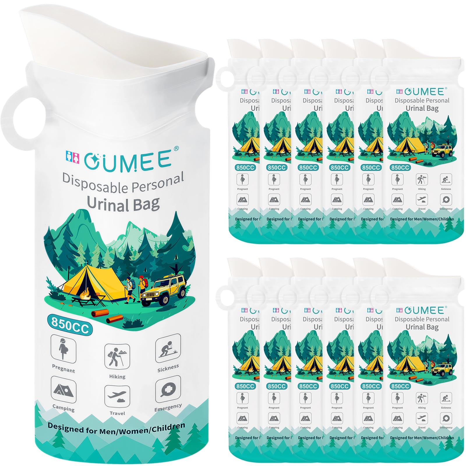 800ML Emergency Disposable Urinal Bags, 8/12/20/23/28 Pcs Camping Pee Bags Un…