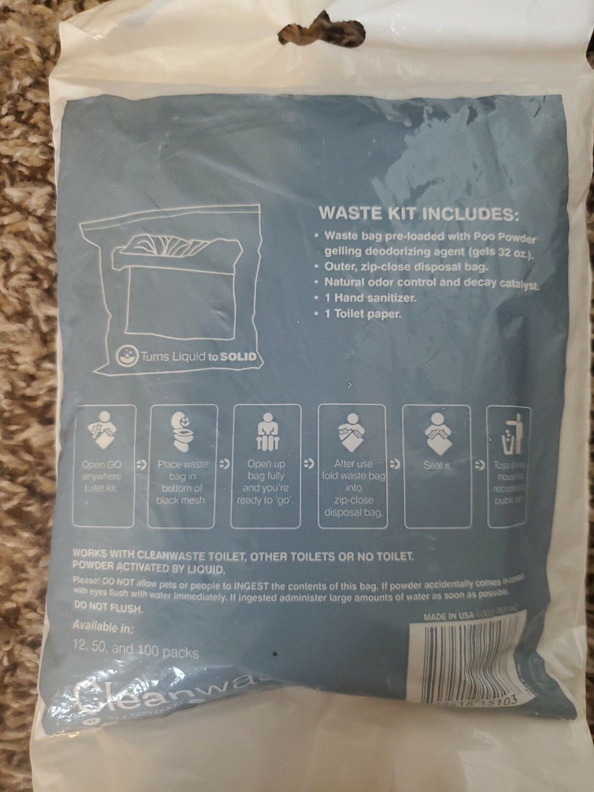 (1) Cleanwaste Go Anywhere Toilet Kit (NIP) GO Safe, GO Clean GO Anywhere
