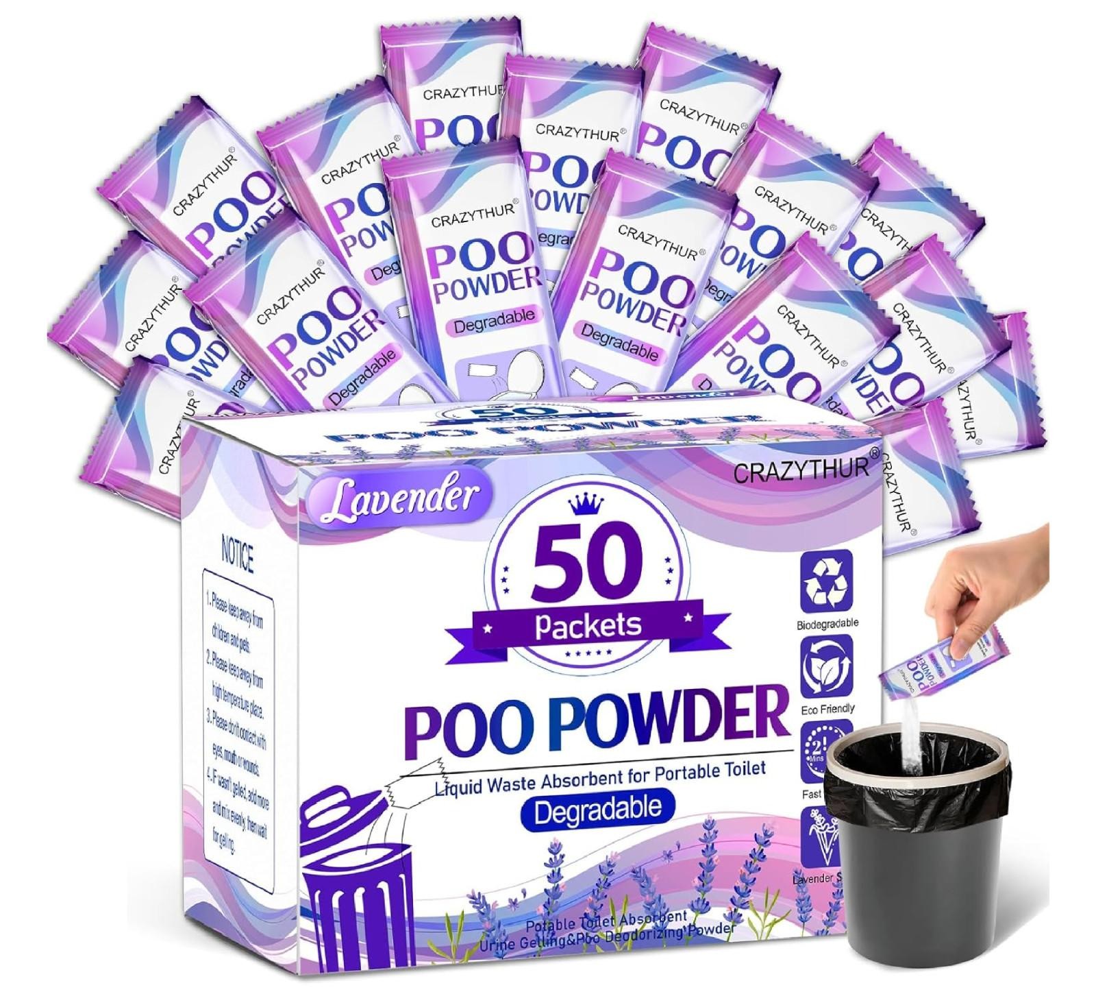 Portable Toilet Gel, Poo Powder for Portable Toilet, Camping Toilet Gel, Pee Pow