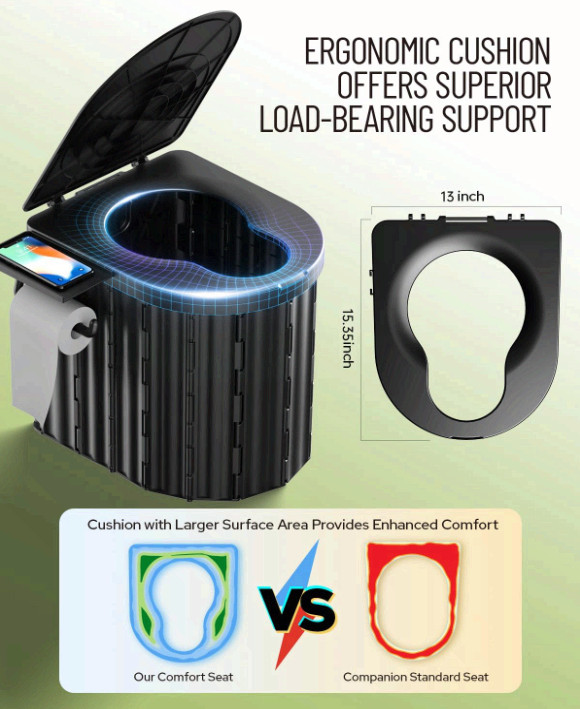 Portable Camping Toilet w/Pop Up Privacy Tent Ergonomic Potty