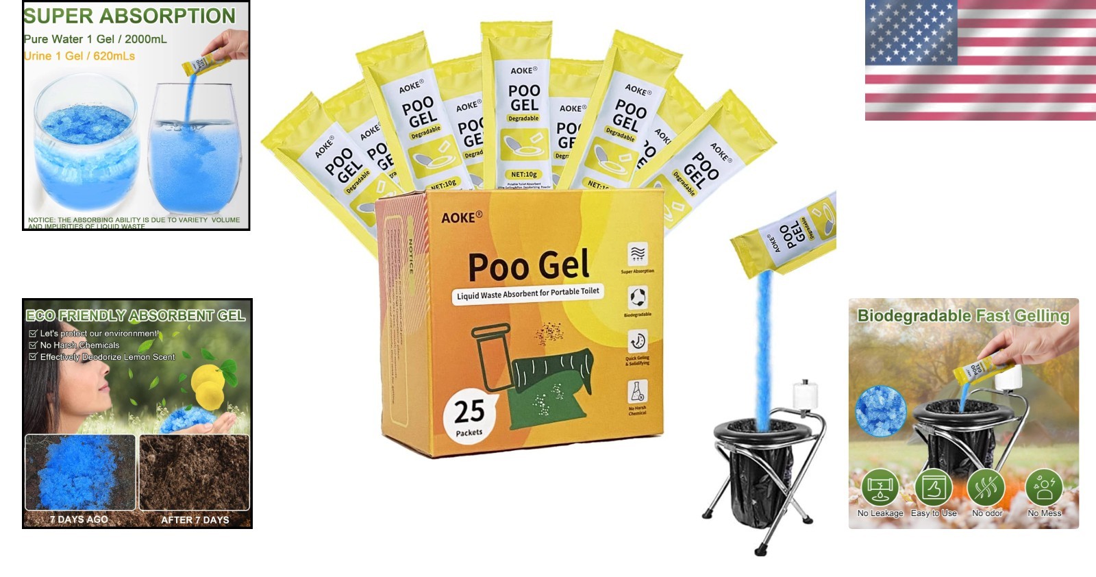 Lemon Scented Absorbent Gel for Portable Toilets – 25 Pack Outdoor Essential