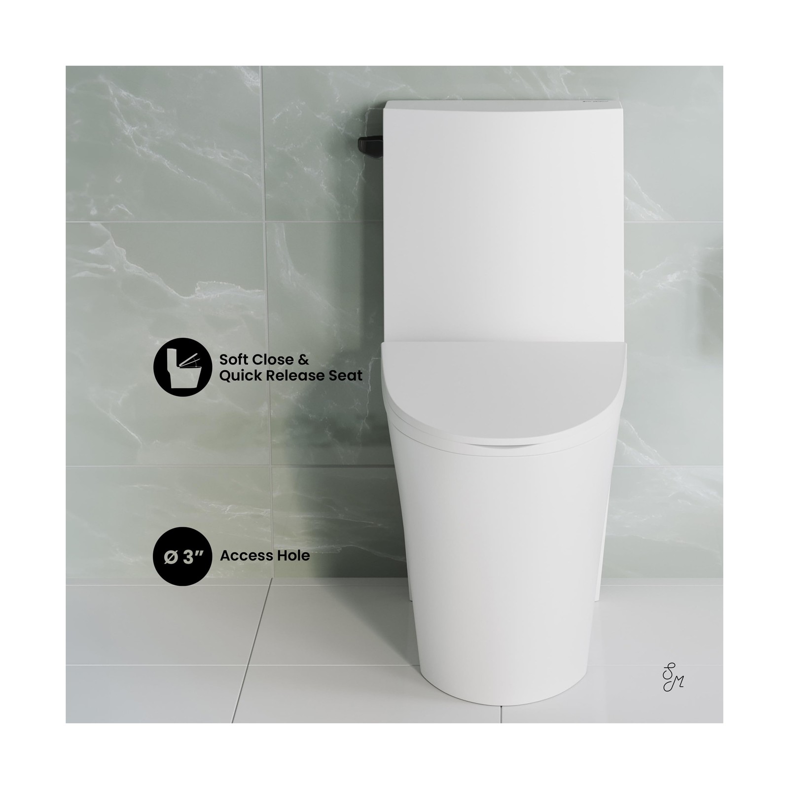 Swiss Madison St. Tropez One Piece Elongated Toilet Side Flush 1.28 gpf with …