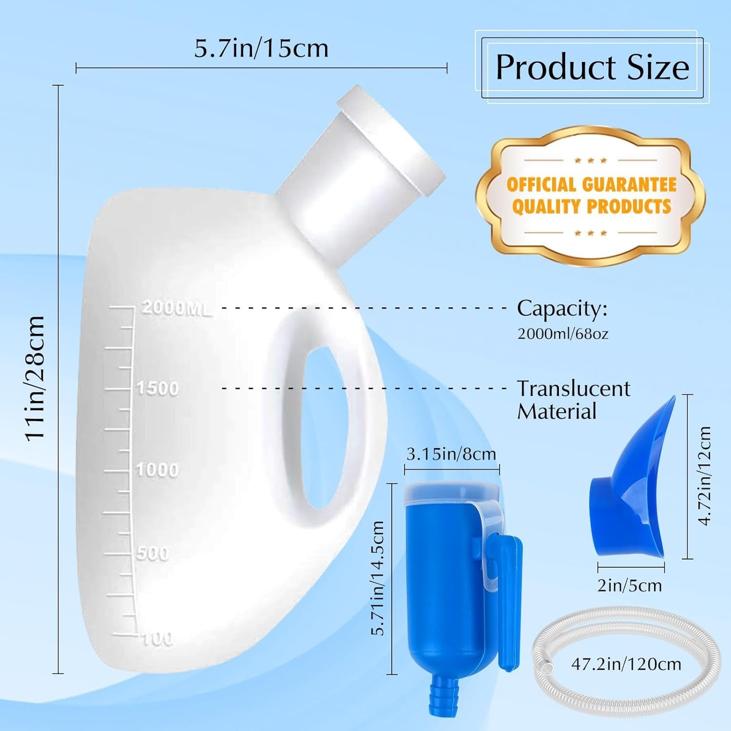 Easy-Grip Unisex Urinal for Car & Travel – 68 OZ Potty Solution for Everyone