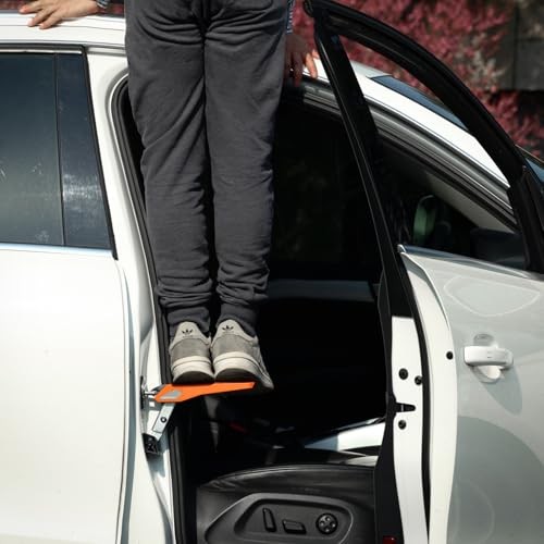 Folding Car Door Step Vehicle Pedal Ladder for Roof Access, Universal Orange