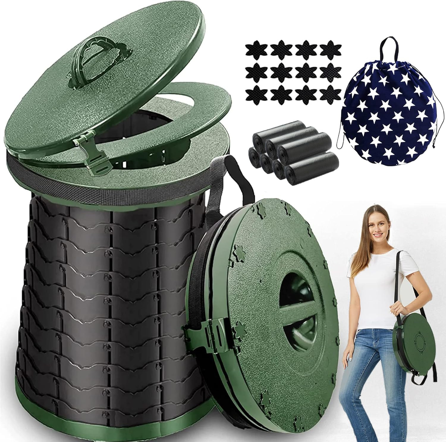 XXL Portable Toilet for Camping,880Lbs Capacity,19.7″ H Adjustable Portable Toil