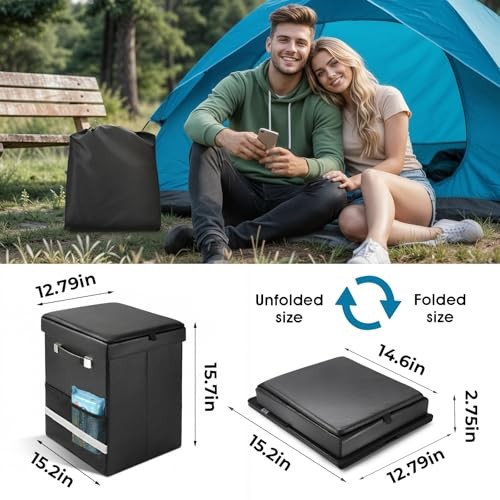 2026 Upgraded XL Portable Toilet for Adults, Large Camping Toilet with Lid and