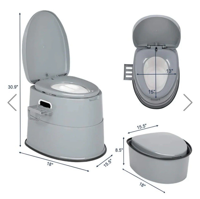 VinGli Lightweight & Compact Portable Toilet (Grey)