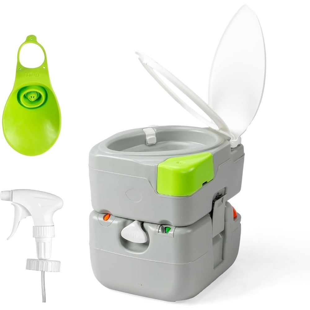 Portable Camping Toilet 5.8 Gallon Large Capacity Tank with Hand Wash Spray for