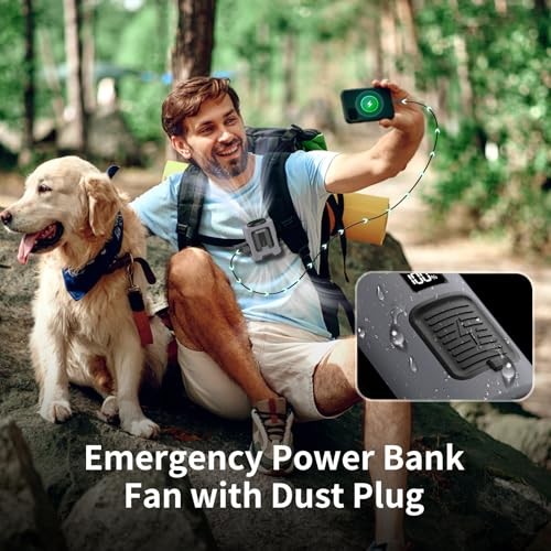 Socool Portable Waist Fan Clip on Wearable Belt Rechargeable 5000mAh Gray