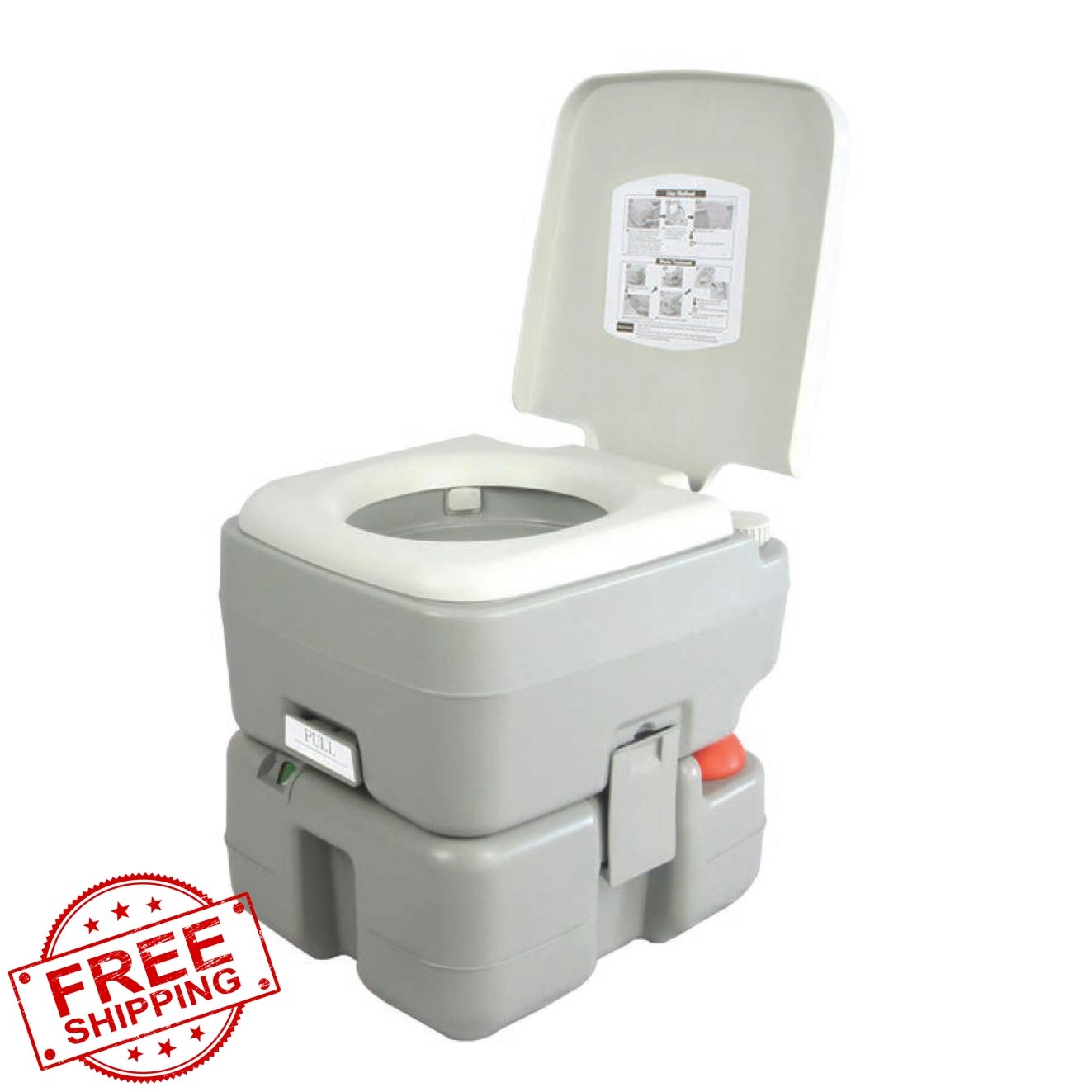 SereneLife Portable Toilet Gray White Standard