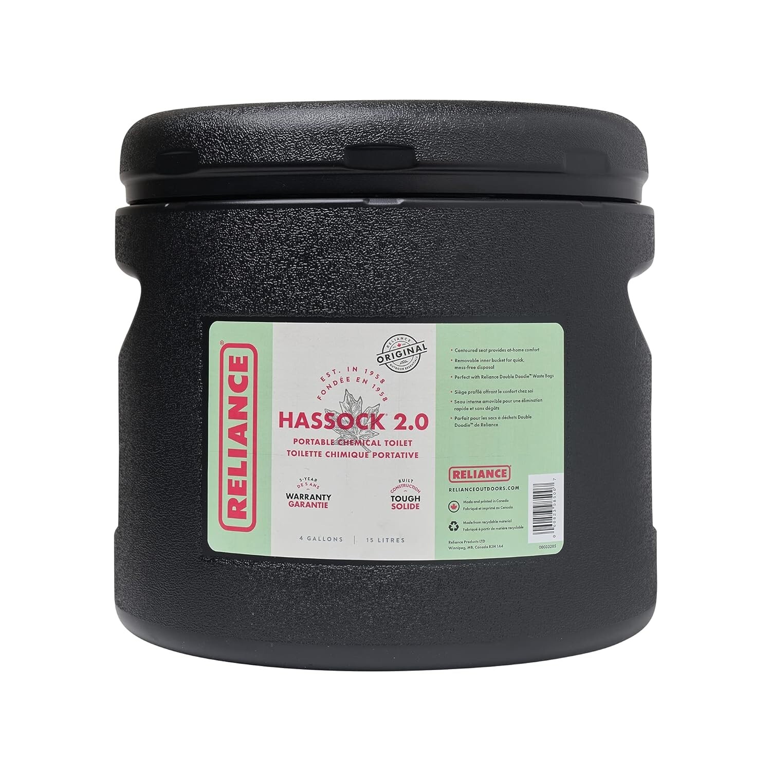 Products Hassock 2.0 Portable Toilet, Black, 4 Gallon