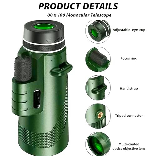 Monocular Telescope 80 x 100 High Powered Monoculars for Adults with