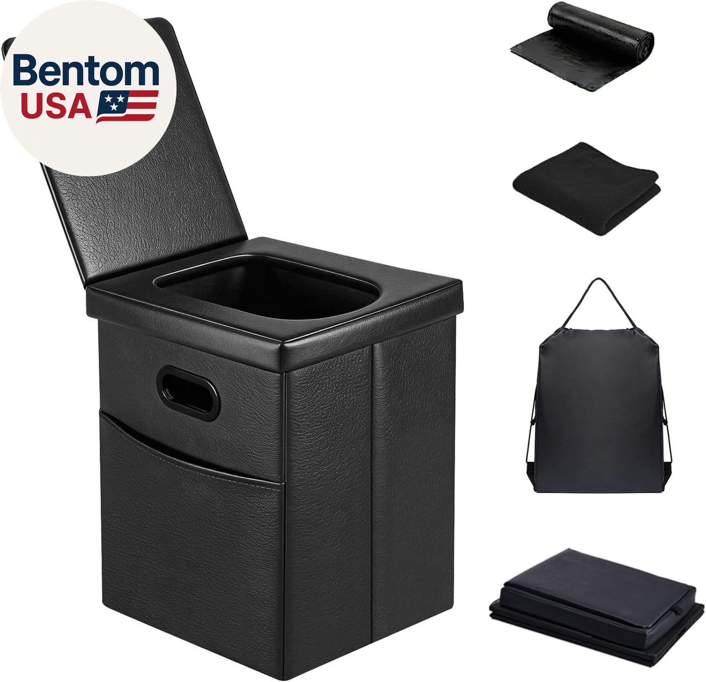 16.5″ XL Portable Toilet for Camping, Foldable Travel Toilet for Adults with Cus