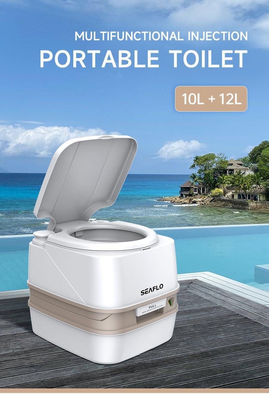 SEAFLO 12L Premium Portable Travel Toilet – 3.2 Gallon Waste Tank, 2.6 Gallon Fr