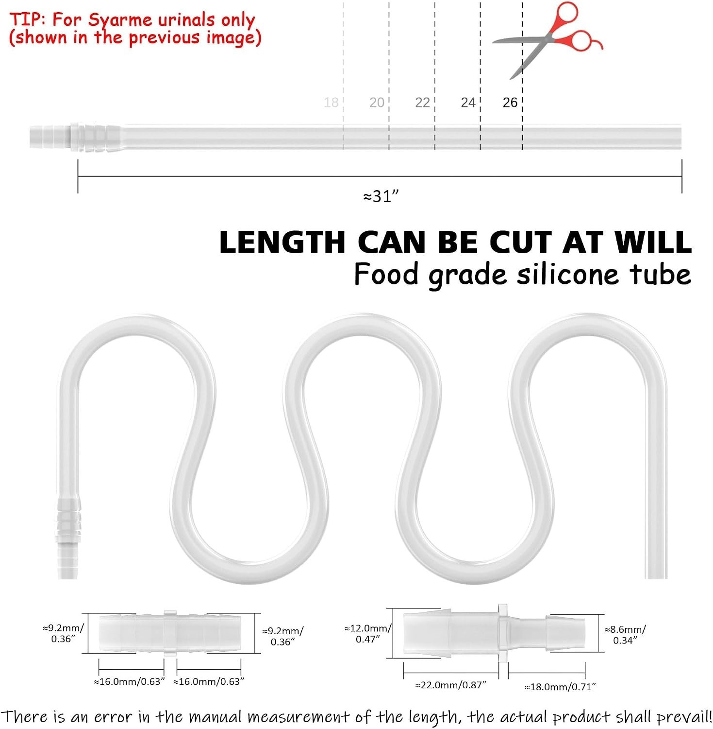 Female Urination Device Silicone Tube, Reusable Extension Tube, Used in Conju…