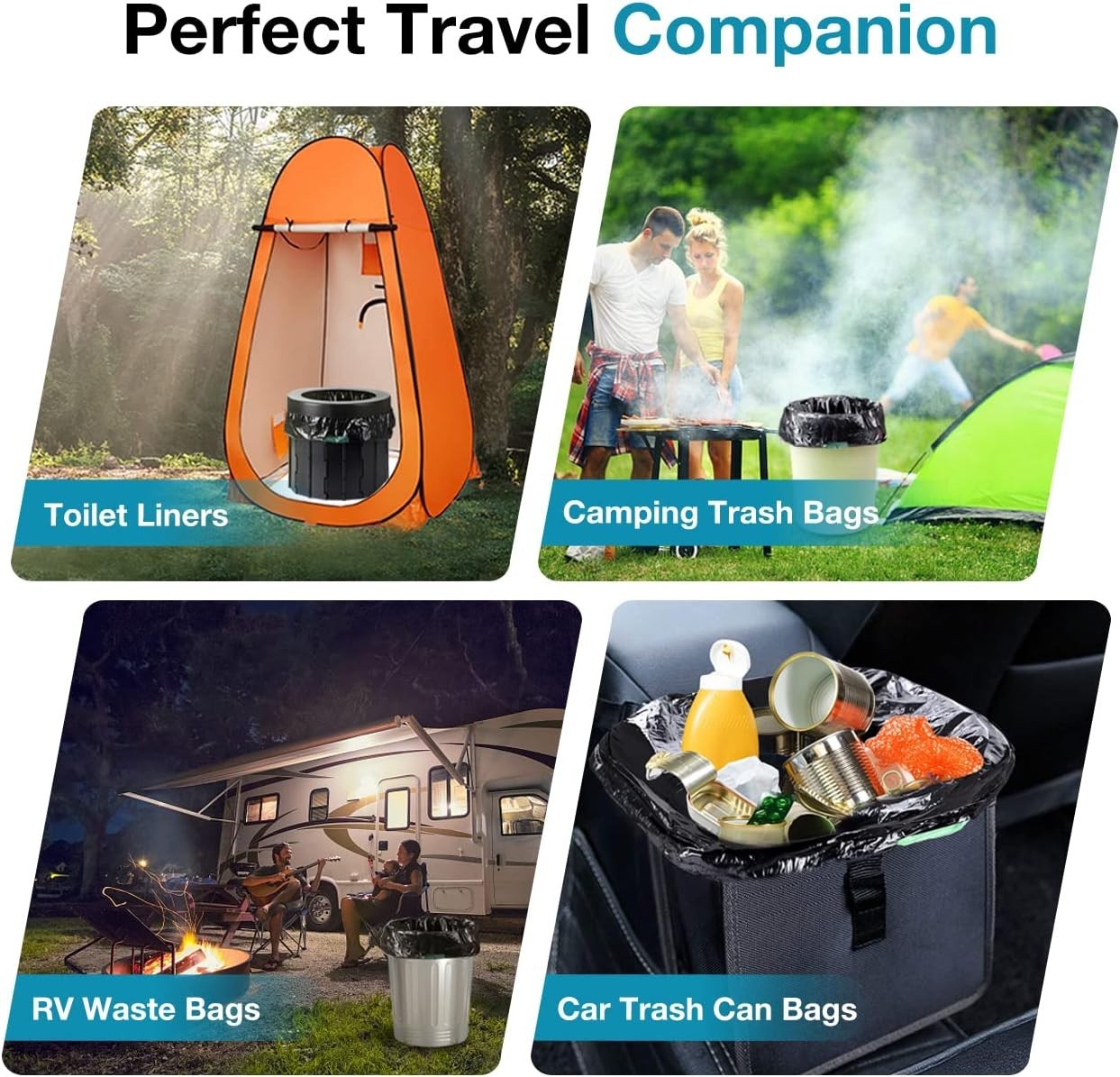 Portable Toilet Bags Drawstring 8 Gallon Camping Toilet Bags Toilet Waste Bag…