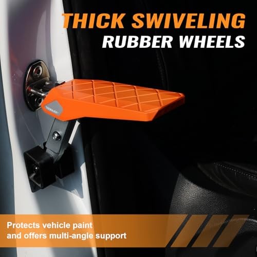 Folding Car Door Step Vehicle Pedal Ladder for Roof Access, Universal Orange