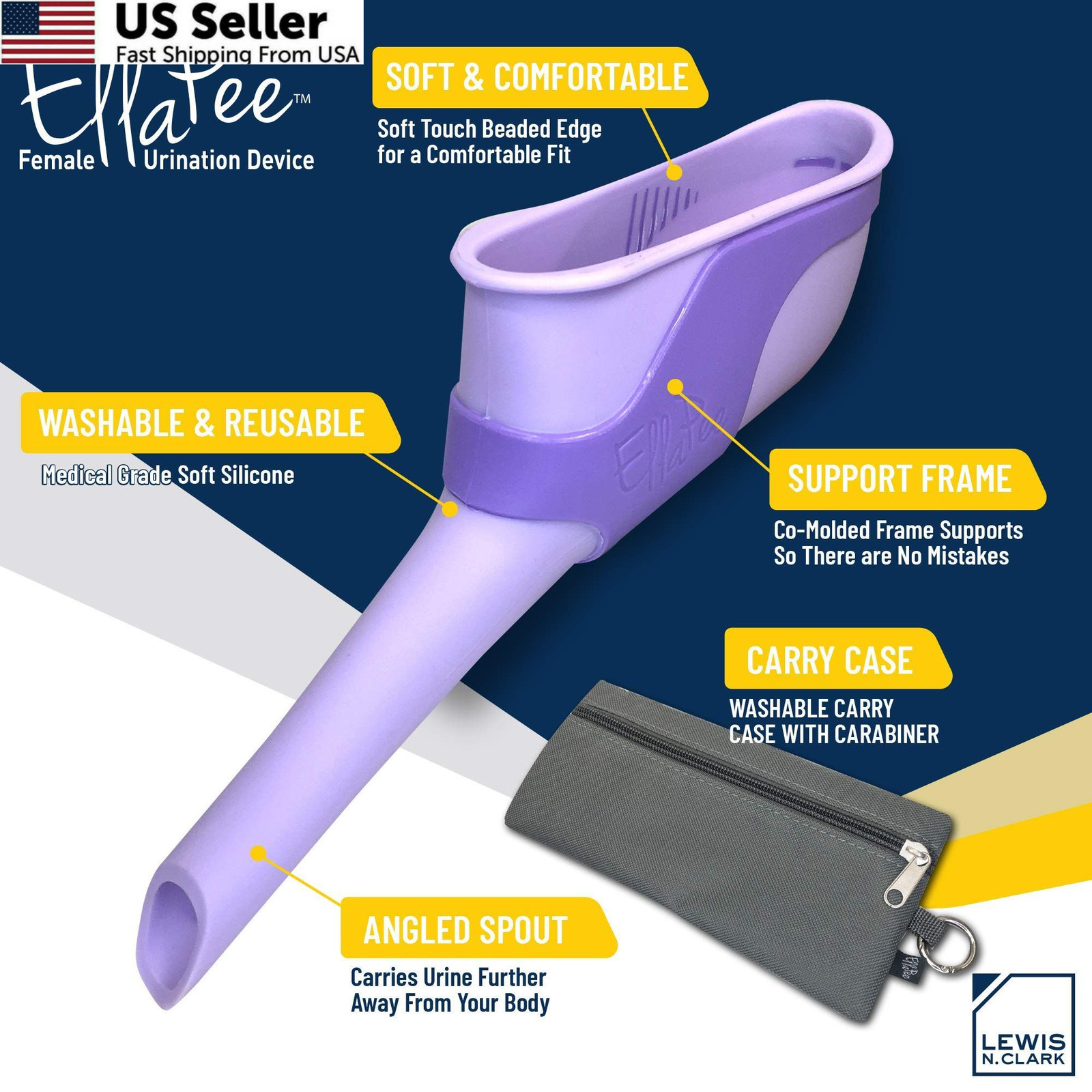 EllaPee Womens Urinal Funnel Female Urination Device for Single, Purple