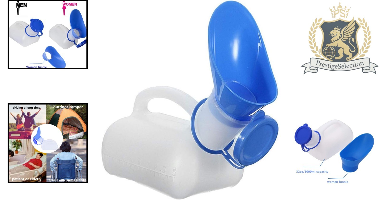 Portable Unisex Potty Urinal – 32oz Spillproof Travel Pee Bottle for Car