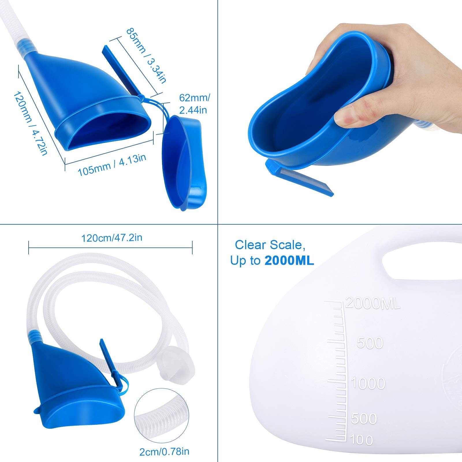 Unisex Potty with Lid and Funnel, Portable Pee Bottle for Men and Women, 2000ml