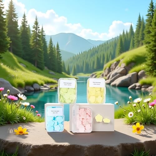 4 Boxes Paper Soap, 4 Random Different Scented Mini Portable Disposable Petal