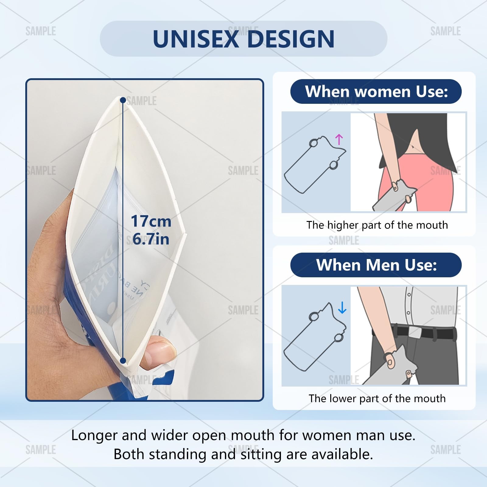 HeuxGir New Wider Disposable Urine Bag 8/12/24，850ML Urine Bags for Travel, E…