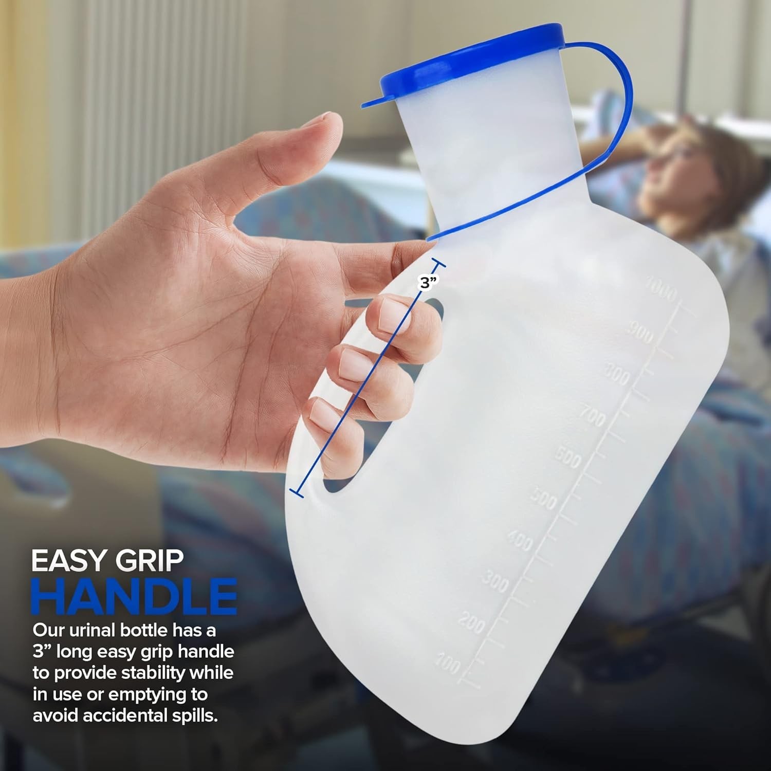 Portable Unisex Urinal Bottle 32 Oz with Funnel & Lid for Travel Camping