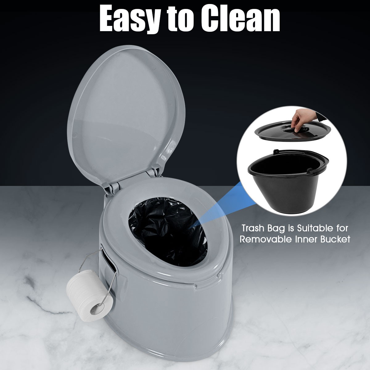 Portable Travel Toilet Indoor Outdoor W/Paper Holder Camping Hiking Boating