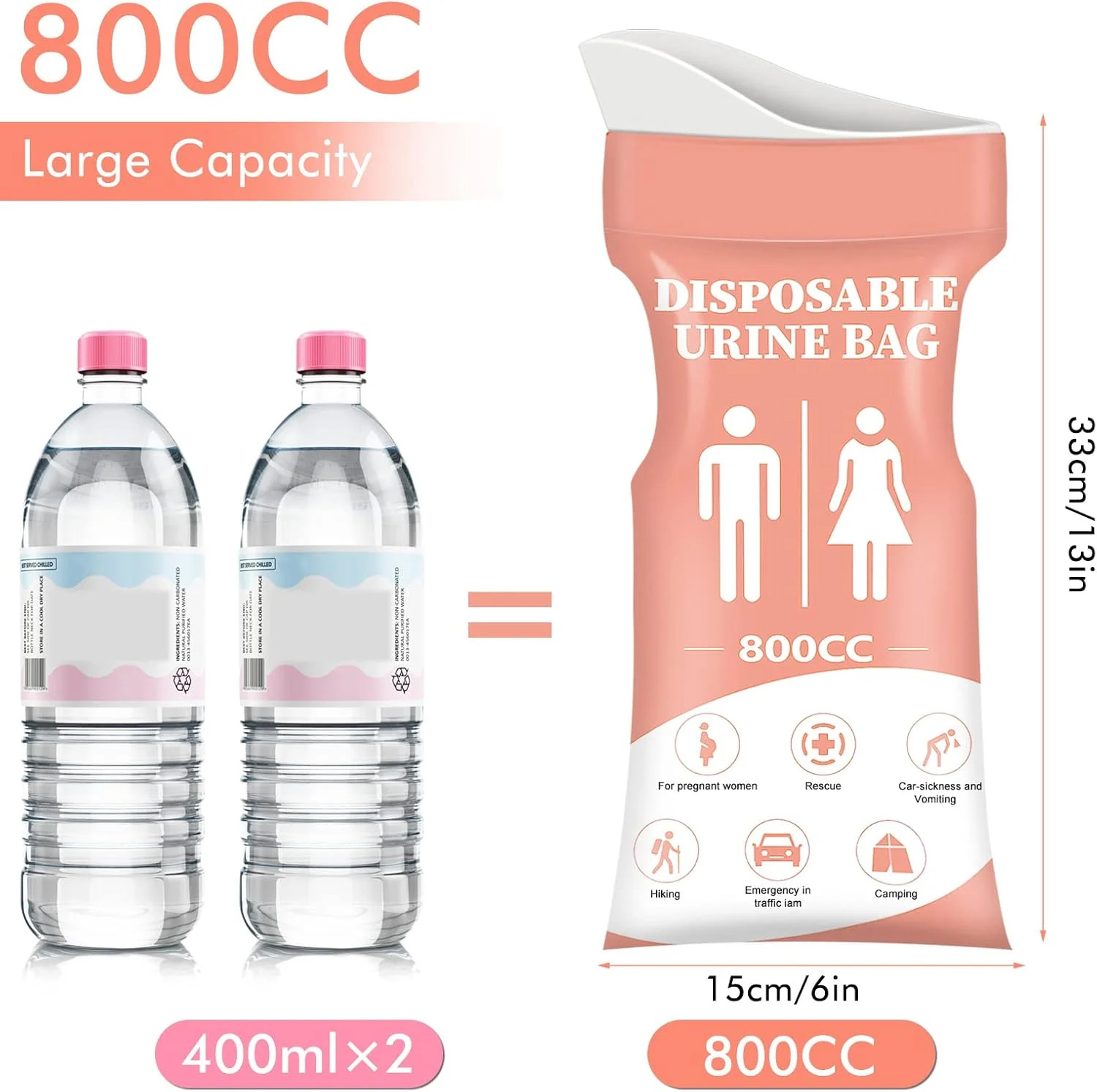DIBBATU Disposable Urine Bags for Women/Men, 12/24Pack for Travel, Camping, Car