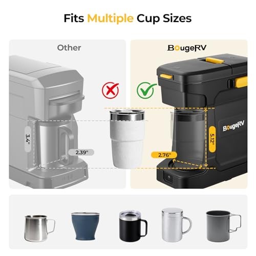 BougeRV Coffee Maker with 18V 8Ah Battery Powered Compatible with K Cup Coffee