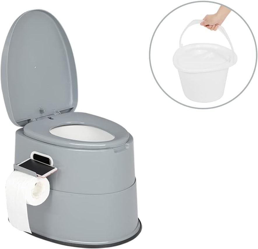 Portable Travel Toilet, Removable Indoor Bucket Mobile Toilet with Seat, Deck…