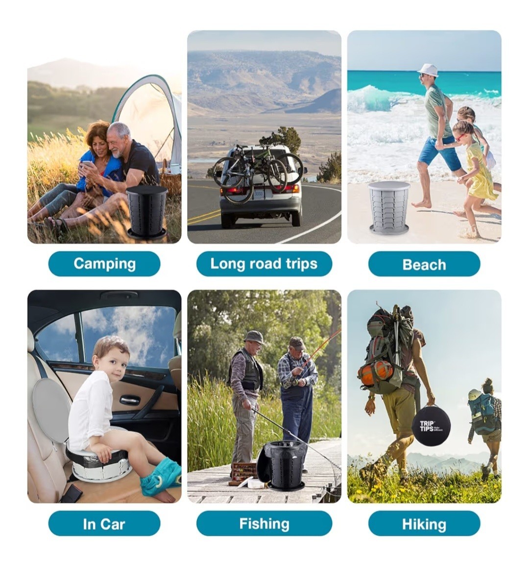 Adjustable Height Portable Toilet for Travel & Camping – Lightweight & Durable