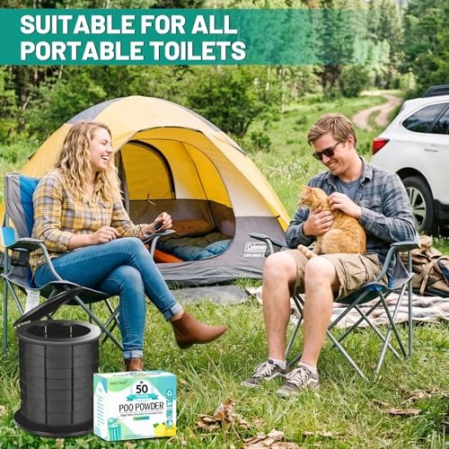Portable Toilet Gel, Poo Powder for Portable Toilet, Camping Toilet 50Pcs-Lemon
