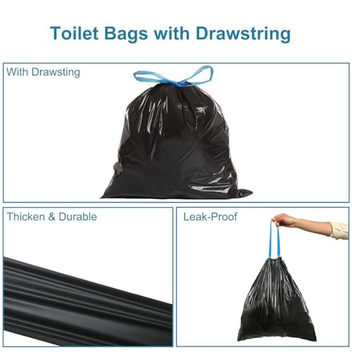 80 PCS Portable Toilet Bags with Drawstring, 80 Count with Drawstring