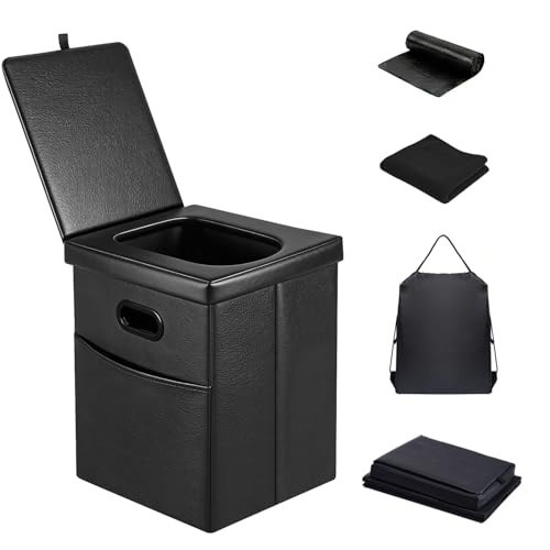 Panmout 16.5-In XL Portable Toilet Foldable Camping RV Cushioned Seat Black
