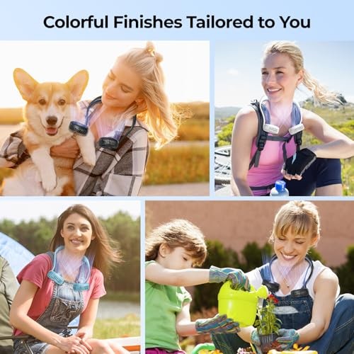 2600mAh Portable Neck Fan, Wearable Hands-Free Battery Operated with Black