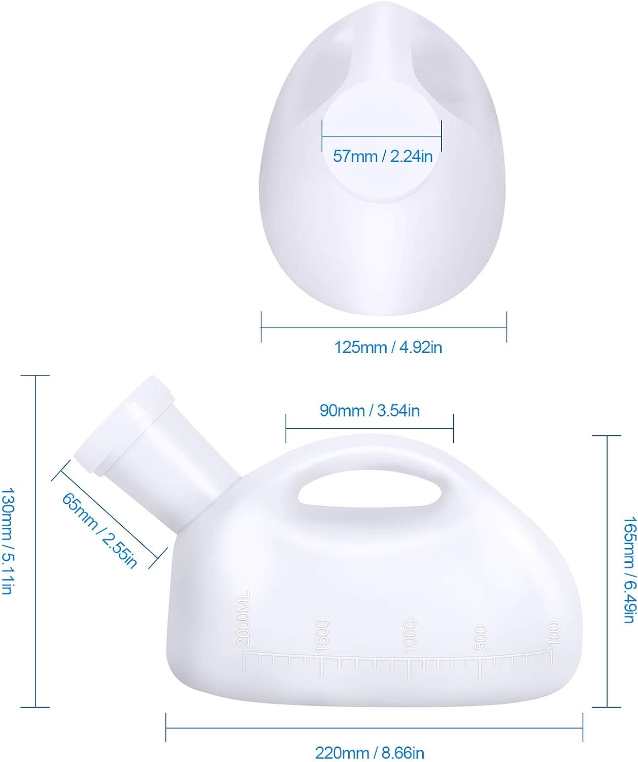 Unisex Potty with Lid and Funnel, Portable Pee Bottle for Men and Women, 2000Ml