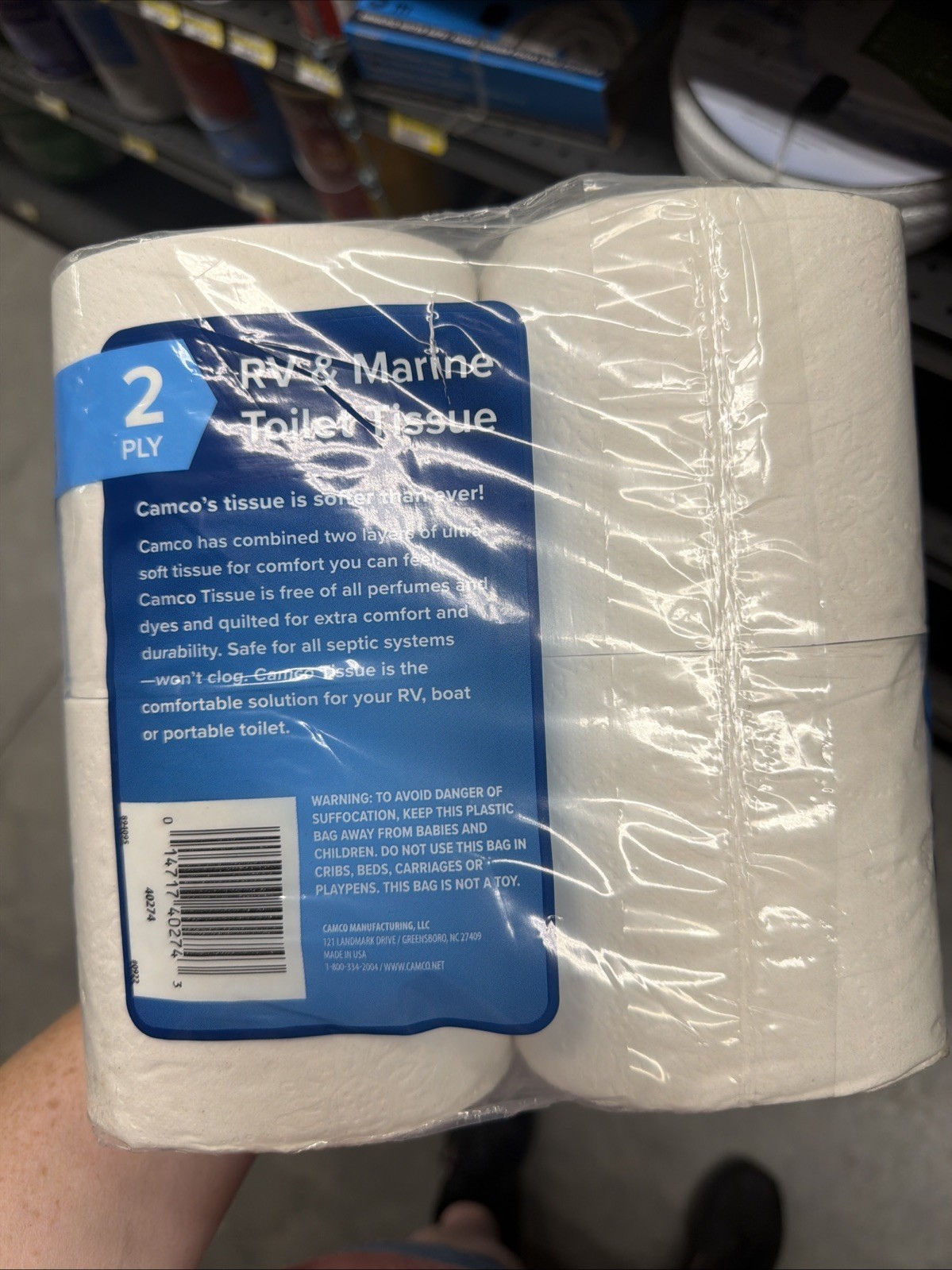 Camco 40278 2-Ply Toilet Tissue for RV Marine Boat Camping Hiking – (4) Rolls