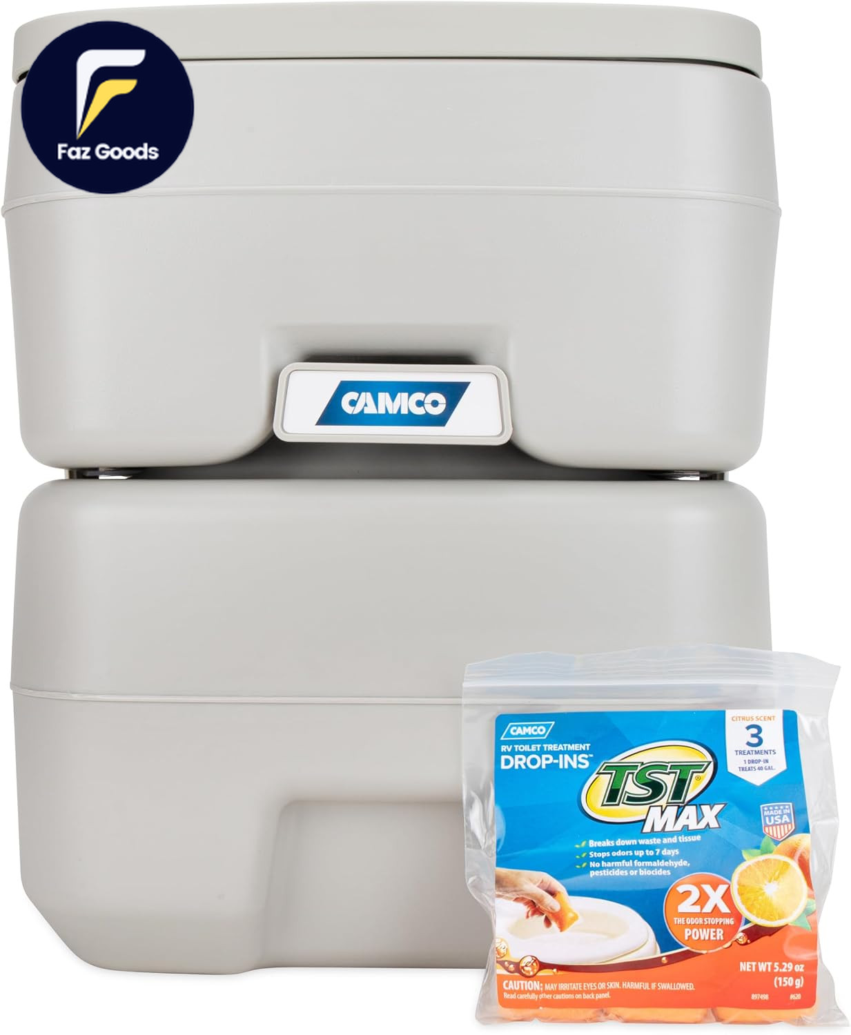 5.3-Gallon Portable Toilet – Features Detachable Holding Tank W/Sealing Slide Va