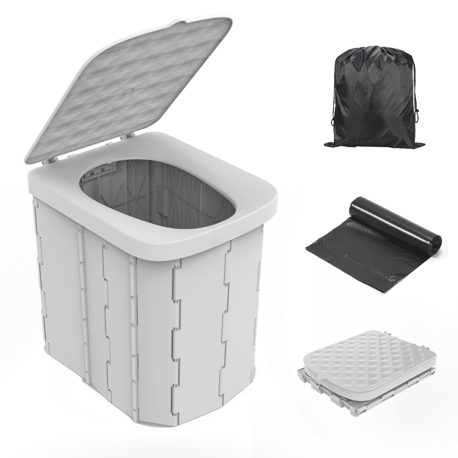 XL Portable Folding Camping Toilet with Lid – Travel Portable Potty for Adult…