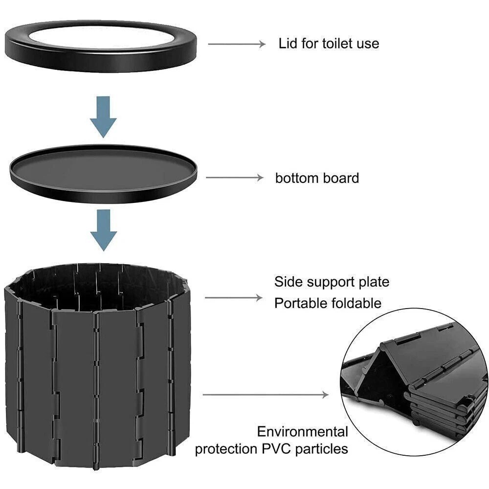 Portable Folding Car Toilet Outdoor Travel Emergency Toilet Camping Black ！