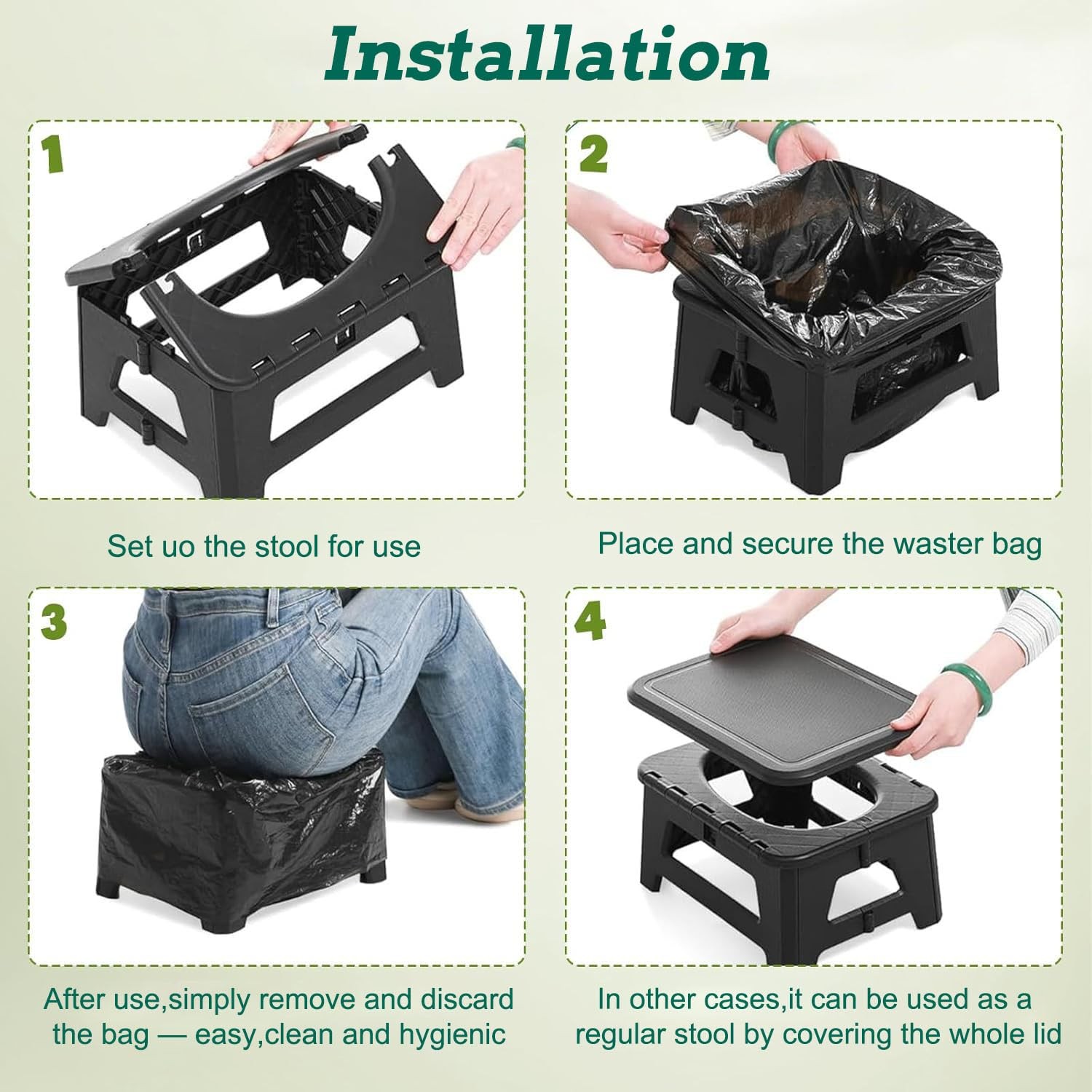 Camping Portable Chair,Firm Foldable With Lid,Folding Stool For Travel Wild F…