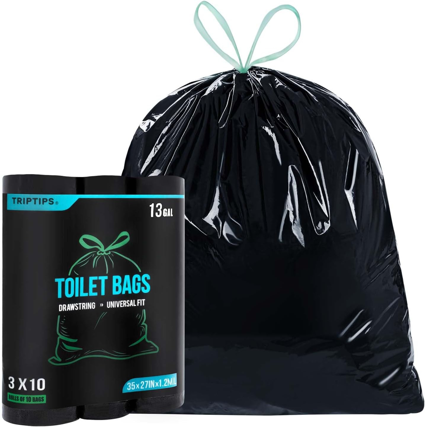 Portable Toilet Bags Drawstring 8 Gallon Camping Toilet Bags Toilet Waste Bags L