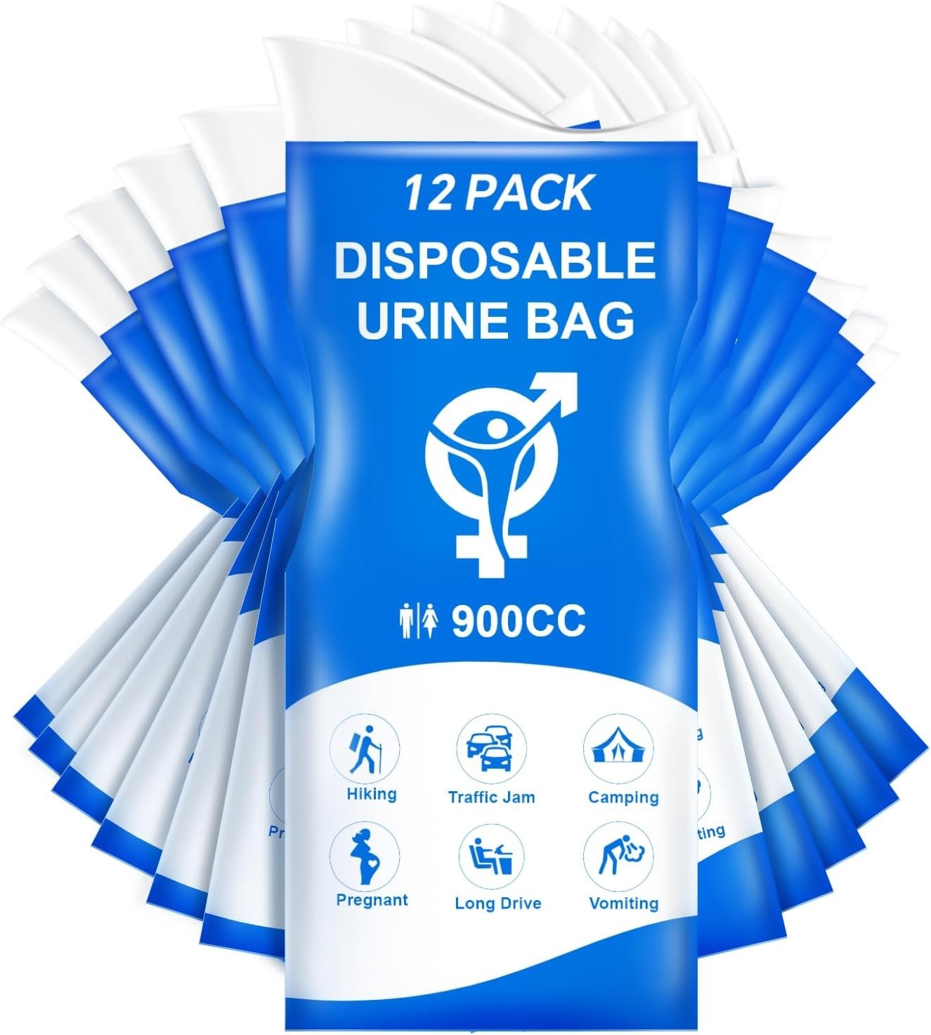 Disposable Urine Bag, 12PCS Pee Bags for Travel for Women Men, 900ML Portable…