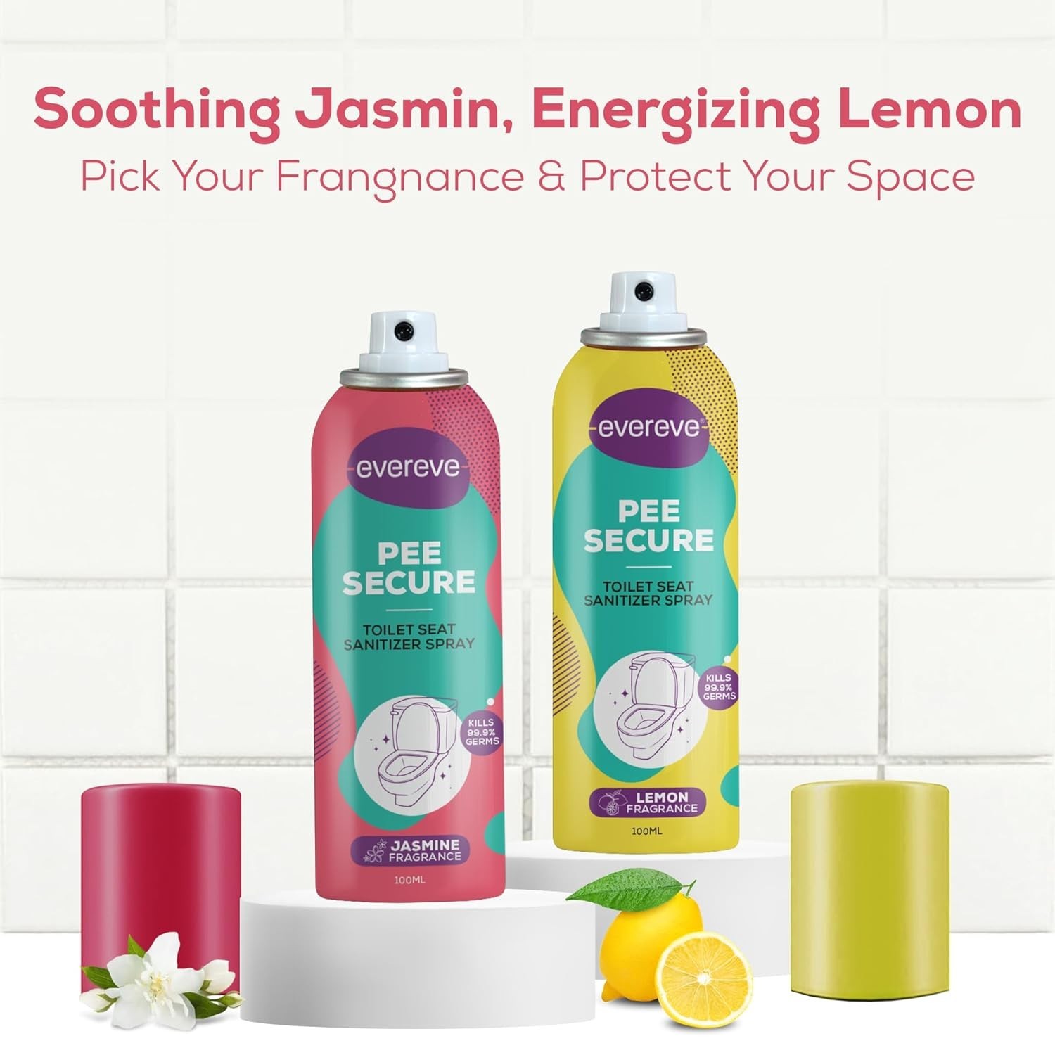 Evereve Pee Secure Toilet Seat Sanitizer Spray Combo, Pack of 2, 100ml