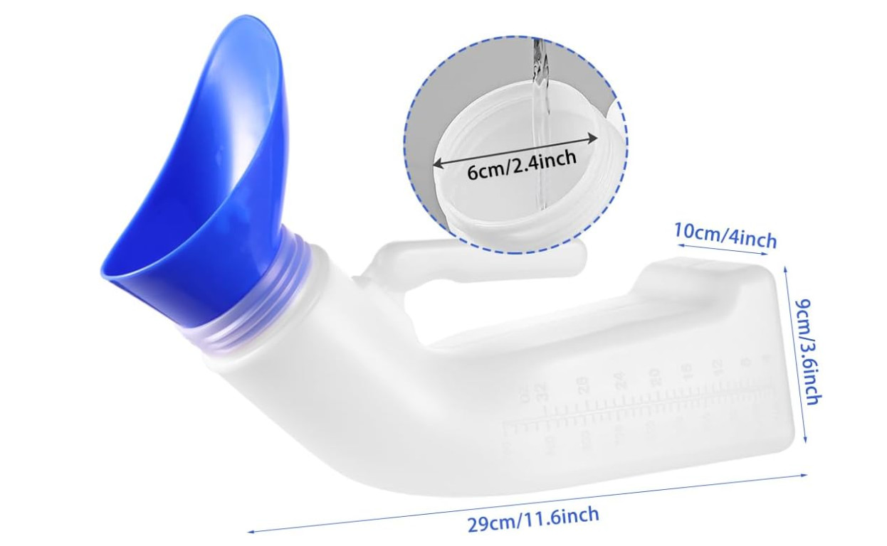 Portable Urinal Bottle 1200ML Unisex Spill Proof Travel Pee Bottle Funnel