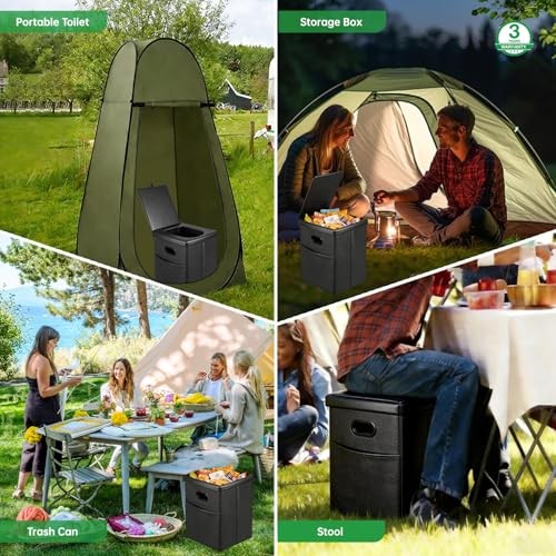 16.5″ XL Portable Toilet for Camping, Foldable Travel Toilet for Adults Black