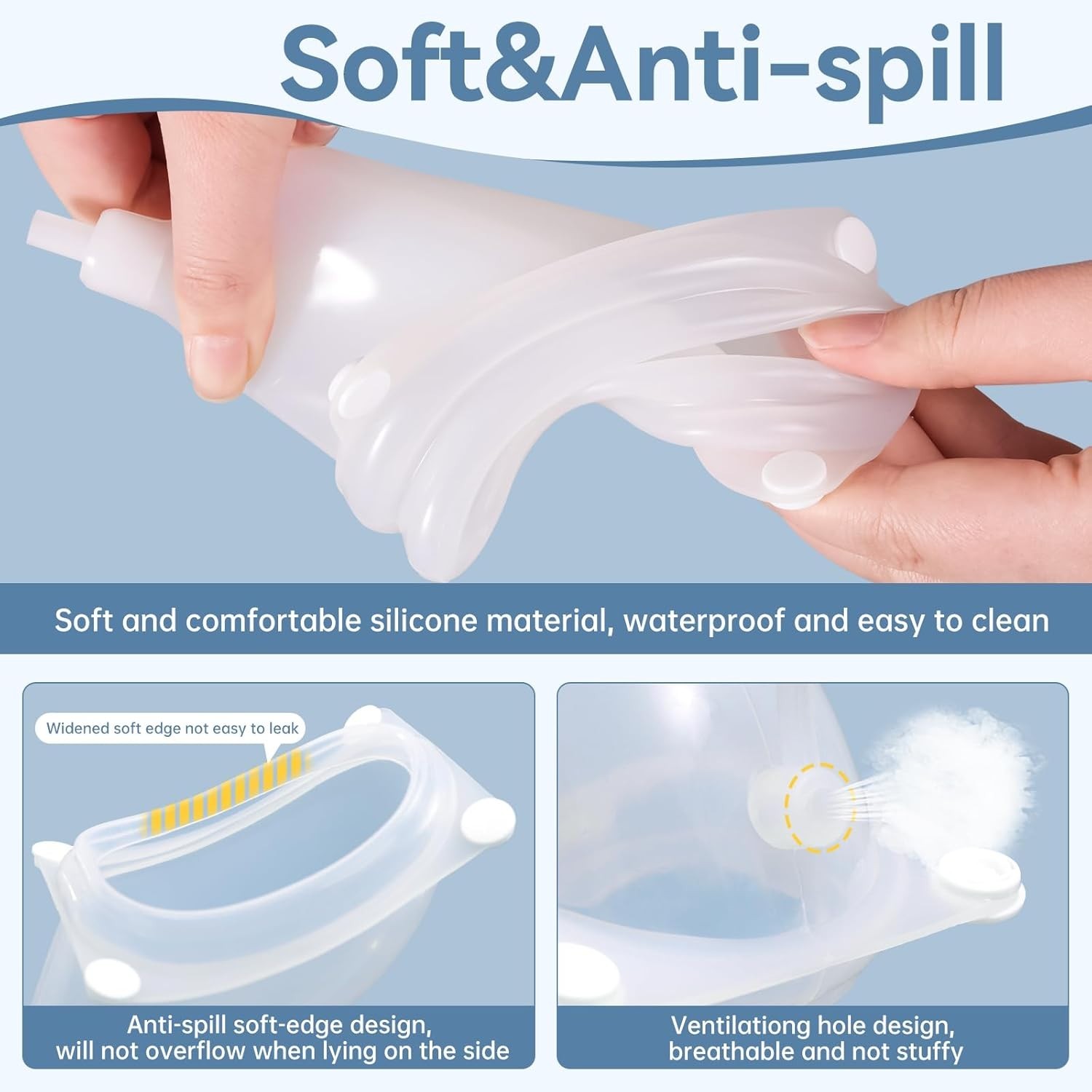 Portable Reusable Male Urinal Bag 2000ML+1000ML for Elderly Bedridden Khaki